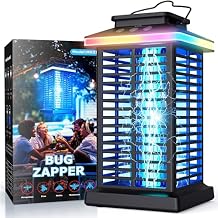 Bug Zapper Outdoor, 2025 Upgraded Mosquito Zapper 2 in 1 Rechargeable Bug Zapper Outdoor with 5000mAh Battery & LED Night Light, 4000V Electric Fly Zapper for Outside Patio, Backyard, Garden Black-01