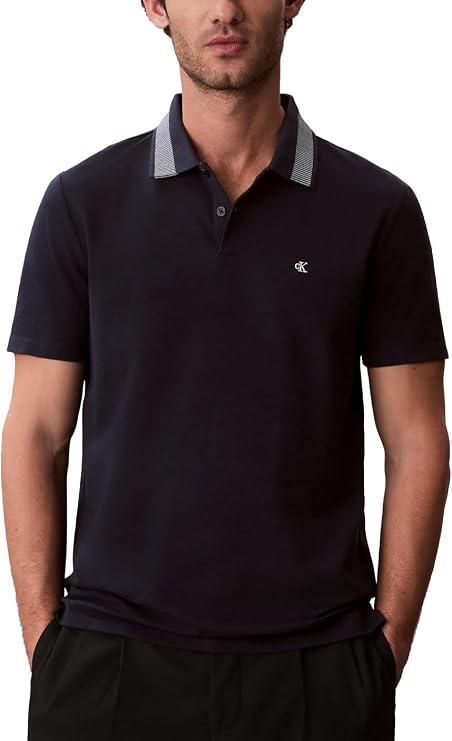 Calvin Klein Men's Jacquard Pointed Collar Polo