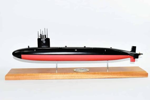 Squadron Nostalgia LLC USS Tunny SSN-682 Submarine Model, US Navy, Scale Model, Mahogany, Sturgeon Class
