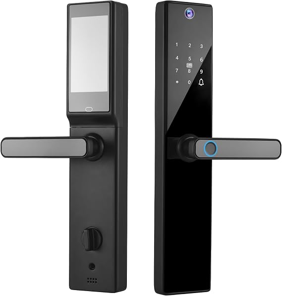 Smart Lock with Camera 4.5 Inch Screen BT Keyless Entry Door Lock TY APP/Fingerprint/Password/Card/Mechanical Key Unlocking Methods Door Lock for 40-120mm Thickness Office Home Door
