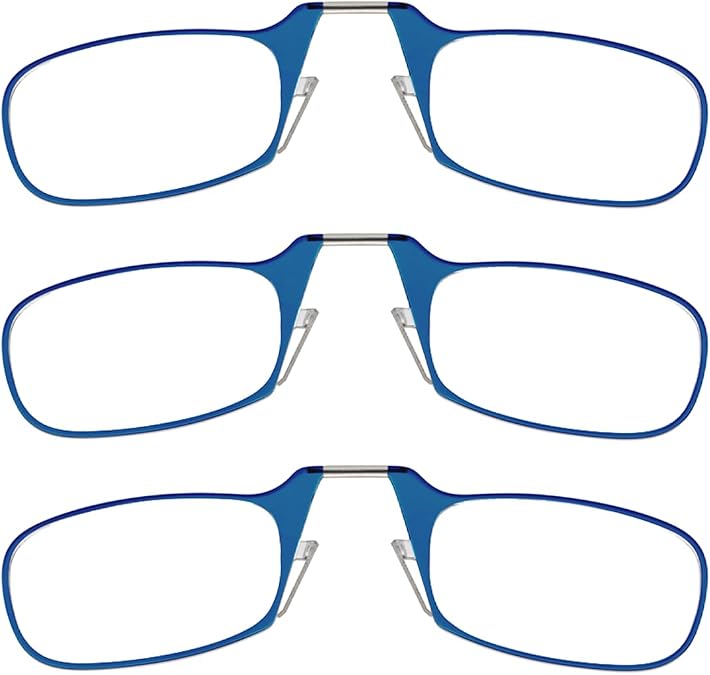 ThinOptics Multi-Pack Reading Glasses - Slim Armless Pocket Readers - 3 Pack Blue, 2.0x