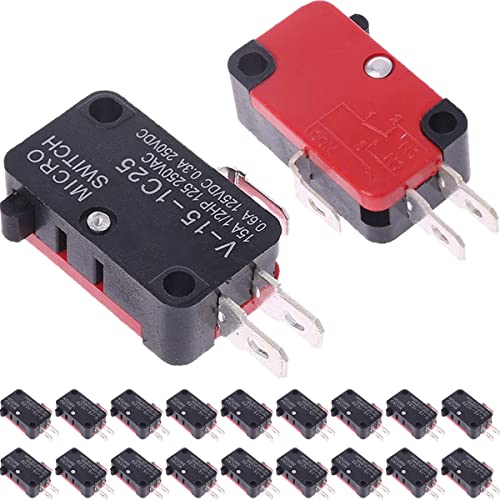 20PCS V-15-1C25 16A Micro Switch 125V250V Snap Action Button Momentary Limit Switch Self Reset SPDT 1NO 1NC 3Pin for Microwave Oven Switch