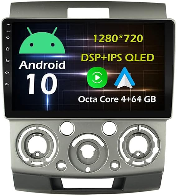 9'' 4+64GB Android 10 in Dash Car Stereo Radio Fit for Mazda BT 50 Ford Ranger Everest 2006 07 08 09 10 GPS Navigation Head Unit Carplay Android Auto DSP 4G WIFI Bluetooth