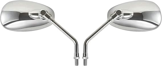 Motorcycle Mirrors Chrome, Universal 10mm Motorcycle Rear View Side Mirrors Handle Bar End Chrome Motorcycle Mirrors