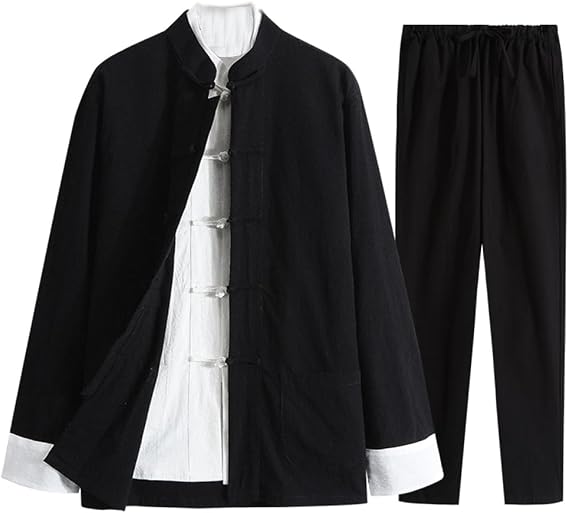 Kung Fu Uniforms Tang Suit Men Chinese Clothing,Including Shirts, Pants, Jackets,Cotton Linen Tai Chi Clothes black1-5XL