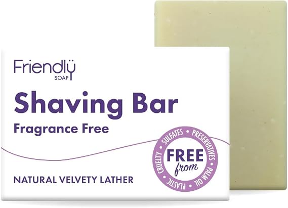 Friendly Soap - Fragrance-Free Shaving Bars (95g), Rich, Soothing, Plant-Based, Cruelty-Free, Made By Hand, No Preservatives or Sulphates, Sustainable, Recyclable