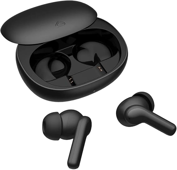 True Wireless Earbuds, Bluetooth 5.1 Active Noise Cancelling Headphones, Sliding Design Charging Case 500mAh, IPX4 Waterproof, Deep Bass Built-in Mic Call for Business & Sports - Black
