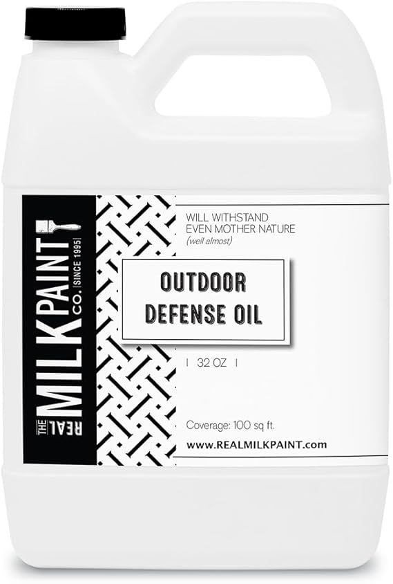 Real Milk Paint, Wood Finish for Outdoor Furniture 32 oz Outdoor Defense Oil, Sealer, Protector with Tung Oil for Finishing Fence, Deck, Cedar Garden Bed