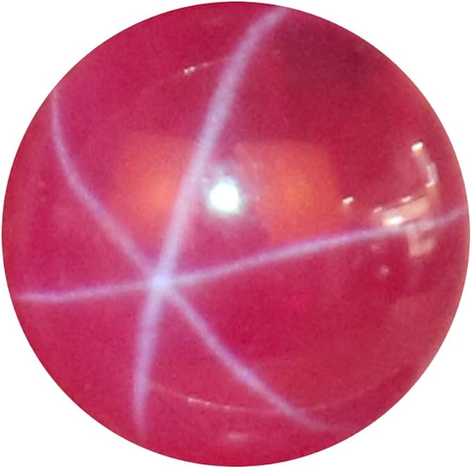 REAL-GEMS 6 Rays Red Star Ruby 1.65 Ct. Perfect Round Shape Cabochon Loose Gemstone