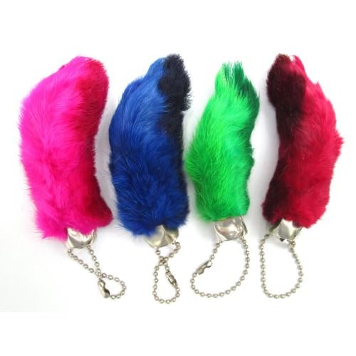 Dangerous Threads Rabbit Rabbits Foot Keychain Bright Assorted Colors 4 Pieces