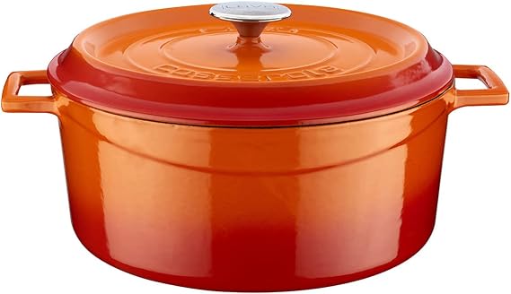 Lava Döküm Yuvarlak Tencere, Trendy, 28 cm, 6.71 L Hacim, Turuncu