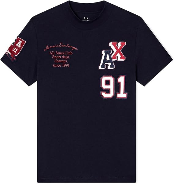 Armani Exchange Men's Multi Logo Embroidered Tee