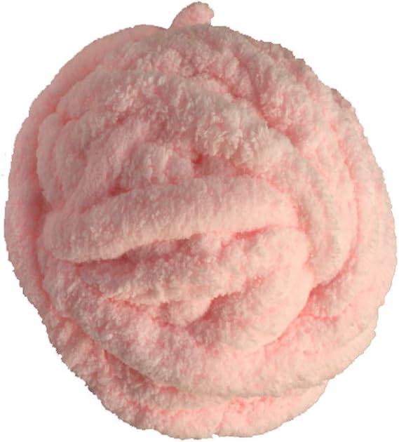 8oz Chunky Chenille Yarn Polyester Vegan Bulky Jumbo Light Pink Chenille Yarn DIY Crochet Blanket Pet Cave Yarn Fluffy Throw Yarn