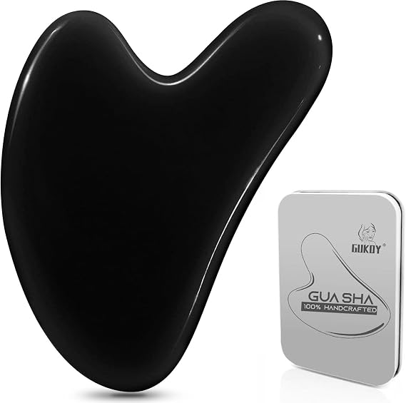 Gua Sha Facial Tools, GuaSha Massage Tool Guasha Board for SPA Acupuncture Therapy Trigger Point Treatment, Gua Sha Scraping Massage Tool (Black)