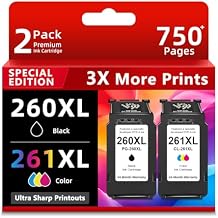 Ankink Compatible Ink Cartridges Replacement for Canon 260XL 261XL PG 260 CL 261 PG260 CL261 XL Fit for Cannon TR7020 TR7020a TR7022 TS6420 TS6400 TS5300 TS5320 TS6420a Printers (Black Color 2-Pack)