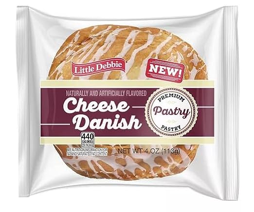 Little Debbie Cheese Danish, 4oz Single Serve, 1 Caddy (6 Individually wrapped vending packs)
