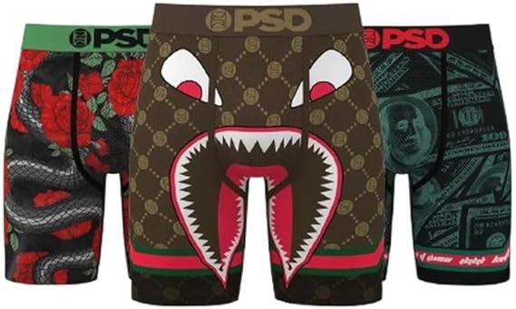 PSD Men's Lux Loot 3 Pack Boxer Brief, Multi, M