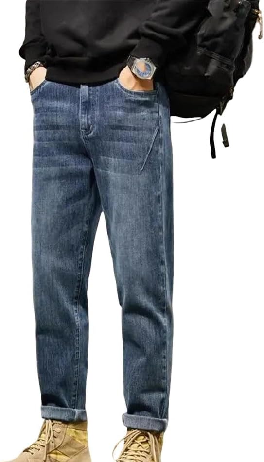 Men's Washed Denim Jeans - Vintage Slim Straight Elastic Casual Style