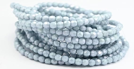 Fire Polished Round Faceted Beads, White 14458 (02010-14458), 4 x 4 mm, Glass, Czech Republic