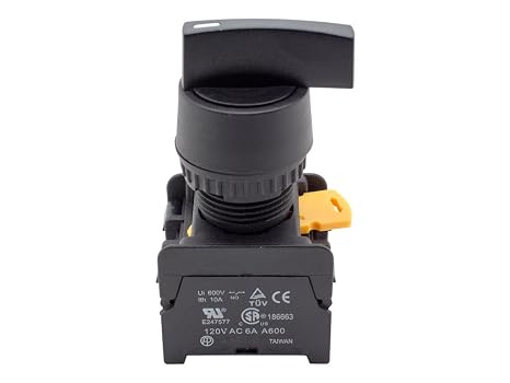 Alpinetech LRS-22 Momentary Black 22mm Selector Switch, 3P 2NO
