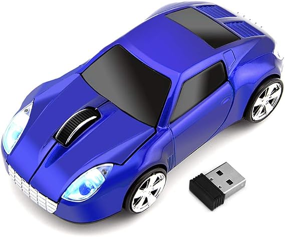 Wireless Car Mouse, 3D Optical Mouse for Desktop Laptop PC Computer Mice, 2.4GHz 1000DPI Mouse for TSL (Blue)