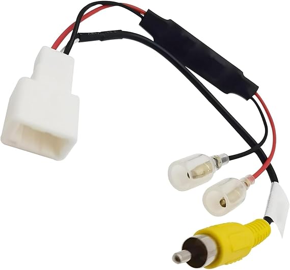 Backup Reverse Camera Wiring Harness, 4 Pin Rearview Camera Adapter Cable with Step-Down Function, Display Audio System Modification Parts, Compatible with Alphard Velfire Estima Noah (White)