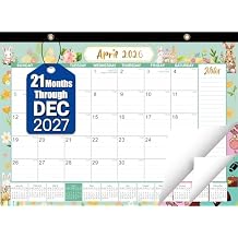 Desk Calendar 2026-2027, Large 21-Month Desk/Wall Calendar, Apr 2026 - Dec 2027, 17" x 12", Thick Paper, Large Blocks, Plastic Cover, Monthly Calendar for Home School & Office Easy Organizing