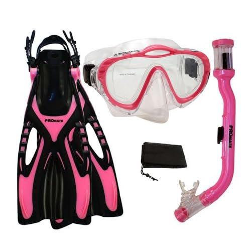 Promate Junior Snorkeling Scuba Dive Purge Mask Dry Snorkel Fins Gear Set for Kids SCS0057