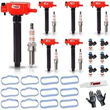 Ignition Coil Pack & Spark Plug & Fuel Injector Fits for Chrysler Town Country 300 Dodge Grand Caravan Durango Journey Jeep Cherokee Wrangler JK 2011-2017 3.6 V6