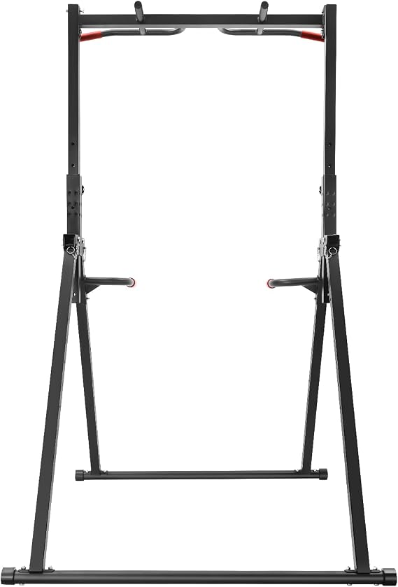 Foldable Pull Up Bar, Height Adjustable Multi-Function Tower Foldable Pull Up Bar Station, Home Gym Strength Training Equipment, Freestanding Tower Workout Dip Stand