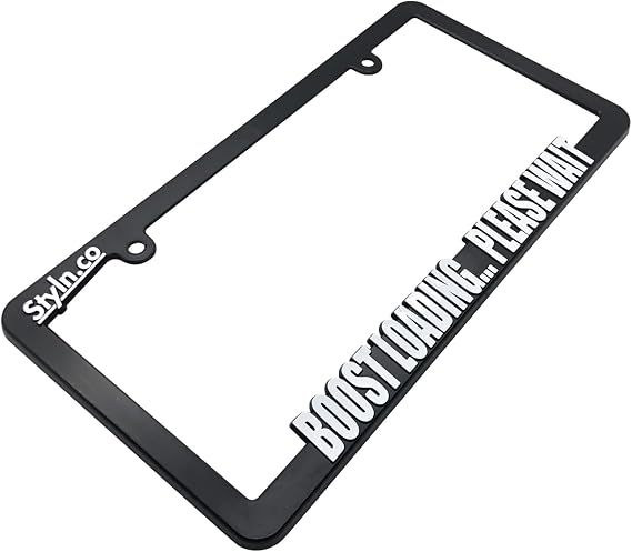 Boost Loading Please Wait License Plate Frame | Funny Racing Turbo Car Truck SUV JDM Tag Holder Japan Great Gift for Car Enthusiast