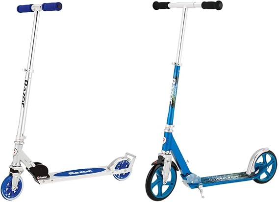 Razor A3 Kick Scooter for Kids Ages 5& A5 Lux Kick Scooter for Kids Ages 8+ 8" Urethane Wheels, Anodized Finish Featuring Bold Colors