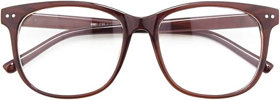 GQUEEN Fake Non-Prescription Glasses Clear Lens Women Men Oversized Frame | Lightweight,Tangle-free Design,Retro Vintage Style,UV400 Protection,Eyeglasses