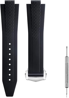 22mm Rubber Silicone Watch Band Strap Compatible with Longines Conquest L3.835 L3.830 watch
