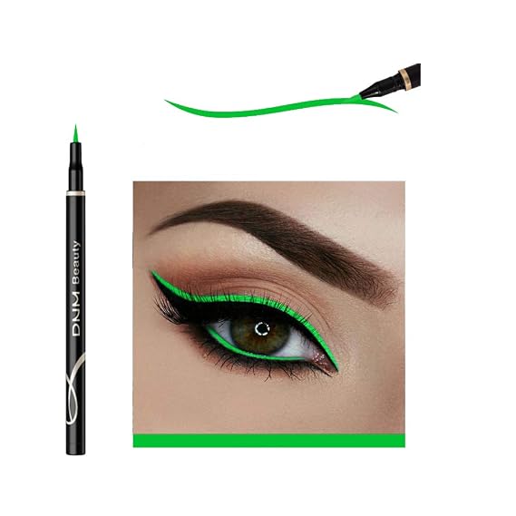 DNM Cat Eye Makeup Waterproof Neon Colorful Liquid Eyeliner Pen Make Up tics Long-lasting Black Eye Liner Pencil Makeup Tools (green)
