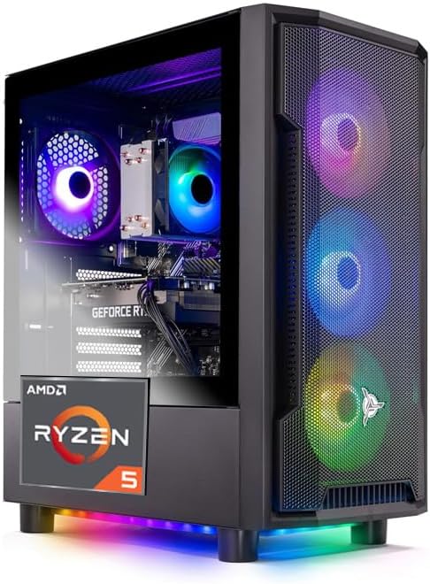 Skytech Gaming Shadow Desktop PC, Ryzen 5 5500 3.6 GHz (4.2GHz), NVIDIA RTX 3050 6GB, 500GB NVMe SSD, 16GB DDR4 RAM 3200, 650W Gold PSU, Wi-Fi, Win 11
