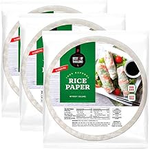 Best of Thailand [Round] White Rice Paper Wraps 3 Pack | Perfect for Fresh Spring Rolls & Dumplings | Non-GMO, Gluten-Free, Vegan & Paleo | Kosher for Passover Kitniyot