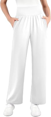SINOPHANT Womens Wide Leg Yoga Pants with Pockets High Waisted Casual Lounge Loose Palazzo Pajama Sweatpants