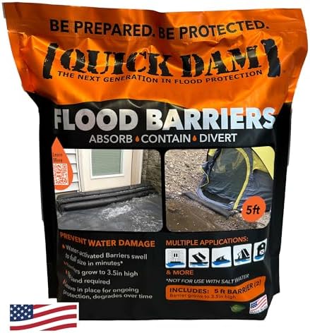 Quick Dam Flood Bags and Barriers, Water Activated, Emergency Flood Control (2 Pack)
