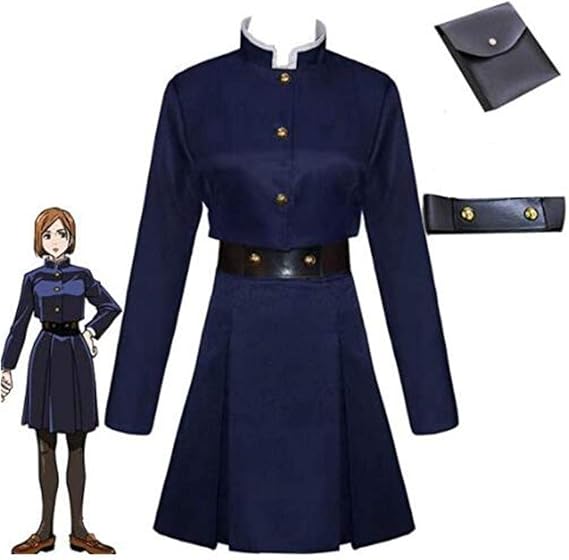 Jujutsu Kaisen Kugisaki Nobara Cosplay Costume Anime School Uniform Outfit with Belt for Halloween Christmas, Blue, Small