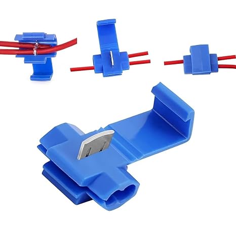 Quick Splice Wire Connectors Snap Kit, Self Stripping Splice Connectors, 100PCS 18-14 AWG Gauge Inline Copper Wire Connector, Blue