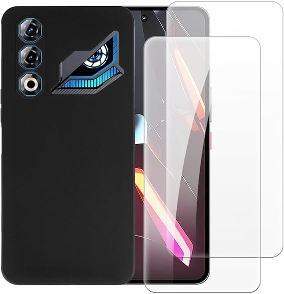 Case and Screen Protector for Nubia Neo 3 GT 5G - Black | 6.8" Shockproof Cover with 2 Pack Tempered Glass Combo Set for Full Body Safety
