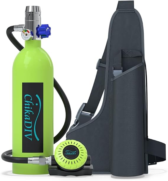 Portable Lung Tank Scuba Gear Set, Mini Diving Tank 1L Capacity with 3000 PSI Max Pressure, 15-20 Minutes Backup Air Supply for Travel Diving and Emergency Rescue