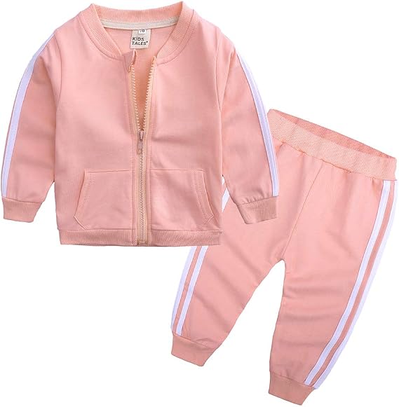 Kids Tales Baby Boys Girls Tracksuit Hooded Bear Ears Sweatsuit Outfit Set Long Sleeve Zipper Jacket + Sweatpants