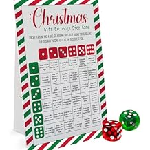 Exchange Dice Game, One Instruction Standing Sign with 2 Dice, Christmas Group Party Game, Xmas Gift Swap Game-SDGE01