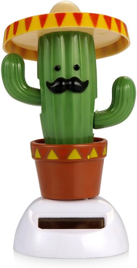 Solar Dancing Toy Animal Solar Powered Dancing Dolls Swinging Animated Bobble Dancer Car Decor (Cactus)
