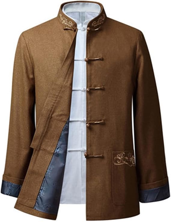 Tang Suit Chinese Kung Fu Jacket Clothing Men Chinese Clothing Hanfu Coat Tai Chi Martial Arts Long Sleeved
