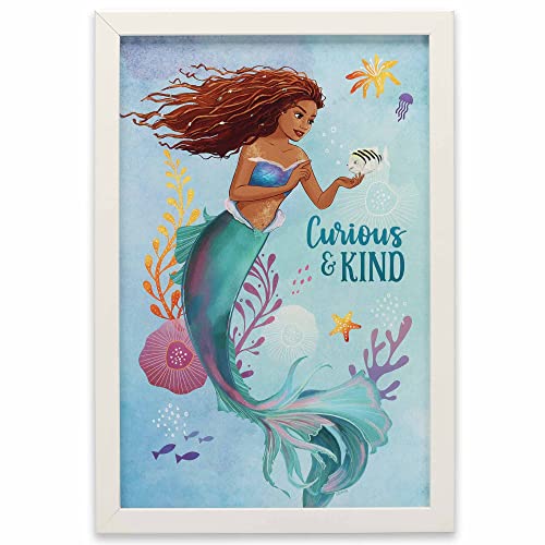 Disney The Little Mermaid Ariel Curious and Kind Framed Wood Wall Decor - Fun Ariel Wall Art for Kids Bedroom or Playroom