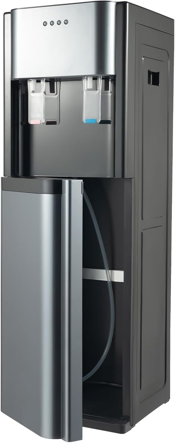 Bottom Loading Water Cooler Dispenser for 5 Gallon Bottles with Heating and Cooling Functions, Stainless Steel 5 Gallon Water Dispenser for Home, Office, Living Room (Dark Gray)