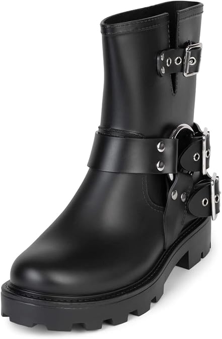 Jeffrey Campbell CONTROLLER WOMEN RAIN BOOT Black Matte Silver 7